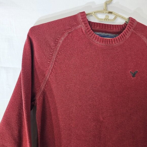 American Eagle Outfitters Sweater Mens Medium Red Crew Neck Cotton Pullover - Picture 3 of 11